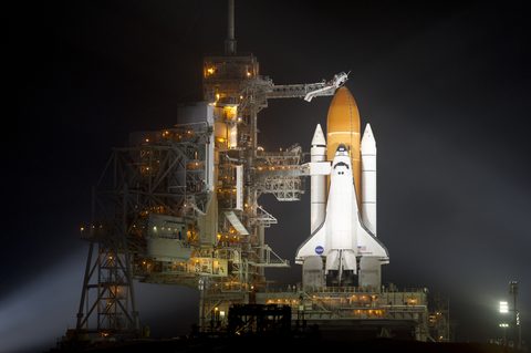 Discovery prepared for launch by NASA / Bill Ingalls, 2011, framed print