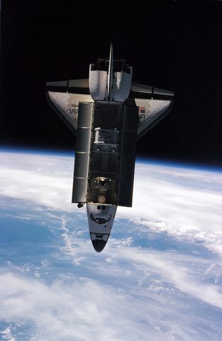 Atlantis departs Mir by NASA, 1996, framed print
