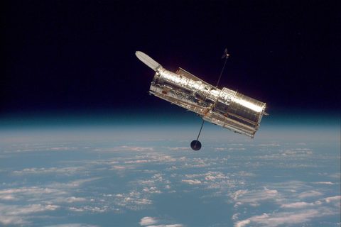 Hubble against the Earth horizon by NASA, 1997, framed print