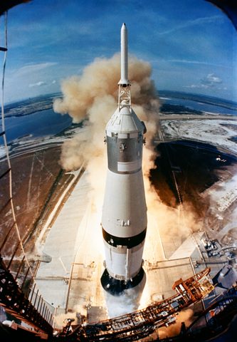 Apollo 11 liftoff by NASA, framed print
