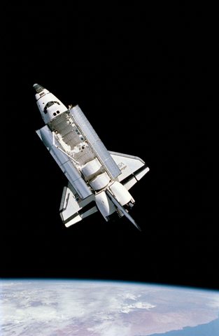 Challenger from McCandless's MMU by NASA, 1984, framed print