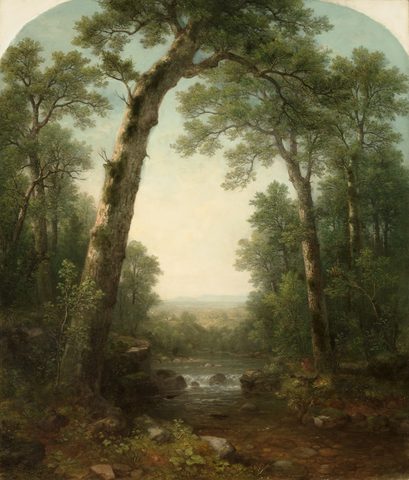 Forest Stream with Vista by Asher B. Durand, c. 1850s, framed print