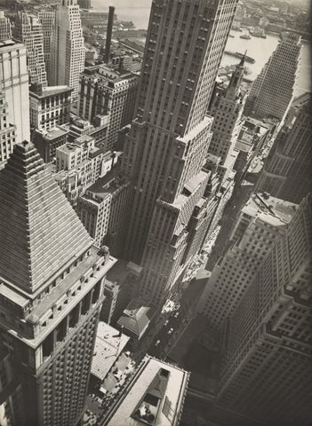 Wall Street from Irving Trust by Berenice Abbott, 1938, framed print