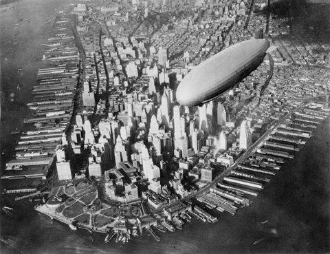 USS Akron over Manhattan by U.S. Navy, c. 1931–1933, framed print