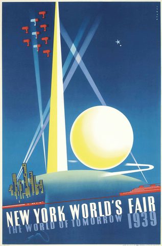 New York World's Fair 1939 — The World of Tomorrow by Joseph Binder, 1939, framed print