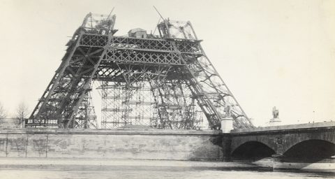 Eiffel Tower Legs Rising by the Seine by Hippolyte Blancard, 1887–1889, framed print