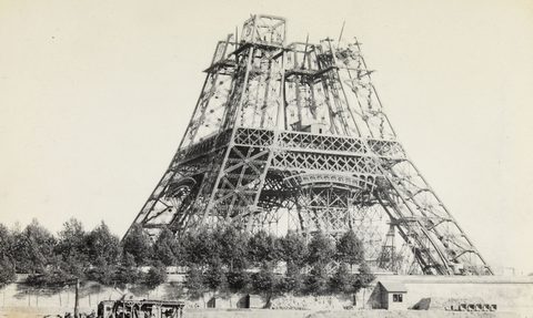 Eiffel Tower on Its Scaffolds by Hippolyte Blancard, 1887–1889, framed print