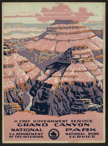 Grand Canyon National Park — A Free Government Service by WPA / NPS, c. 1938, framed print