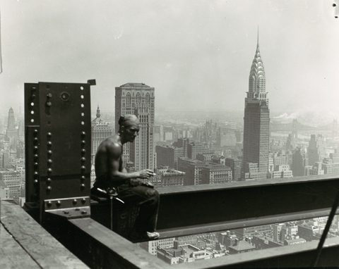Building the Empire State, Chrysler Beyond by Lewis Hine, 1930–1931, framed print