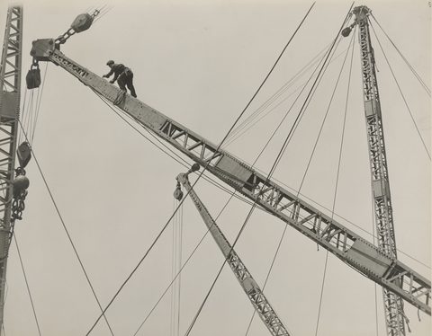 Jumping the derrick by Lewis Hine, 1930, framed print