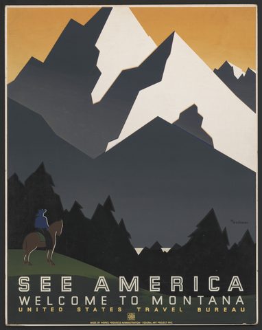 See America — Welcome to Montana by M. Weitzman, c. 1937, framed print