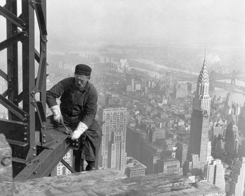 Old-timer structural worker by Lewis Hine, 1930, framed print