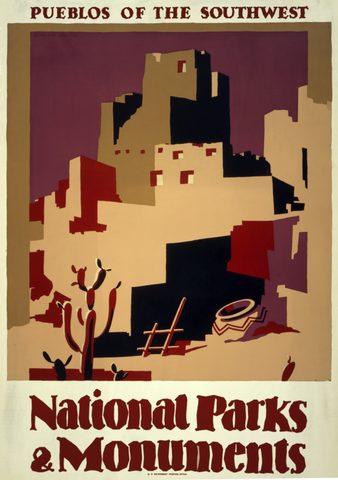 Pueblos of the Southwest by WPA Federal Art Project, c. 1935, framed print