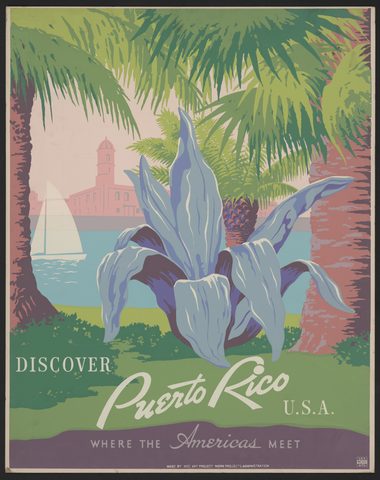 Discover Puerto Rico U.S.A. by WPA Federal Art Project, c. 1936–40, framed print
