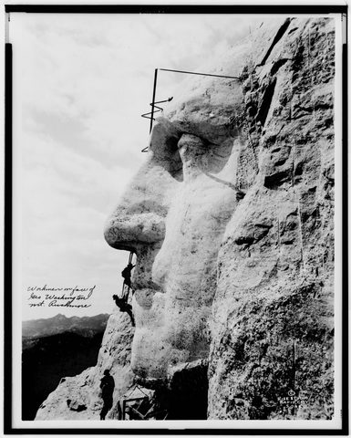 Carving Washington at Mount Rushmore