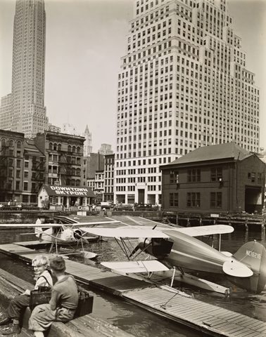 Downtown Skyport by Berenice Abbott, framed print