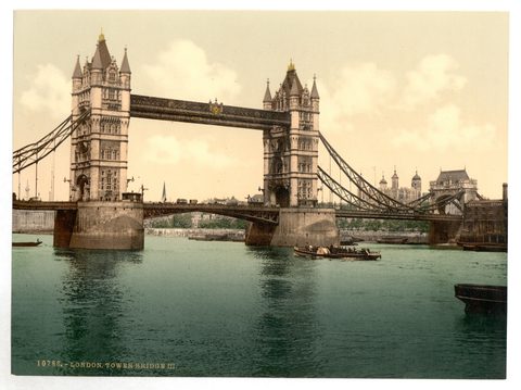 Tower Bridge (Closed), London by Photochrom Co. / Detroit Publishing Co., c. 1890–1900, framed print