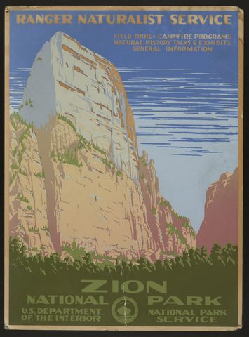 Zion National Park — Ranger Naturalist Service by WPA / NPS, c. 1938, framed print