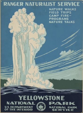 Yellowstone National Park, Ranger Naturalist Service by WPA Federal Art Project, 1938, framed print