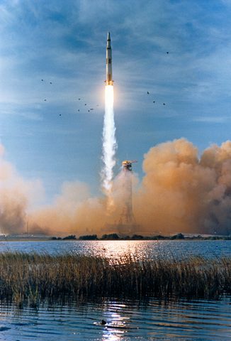 Apollo 8 liftoff by NASA, framed print