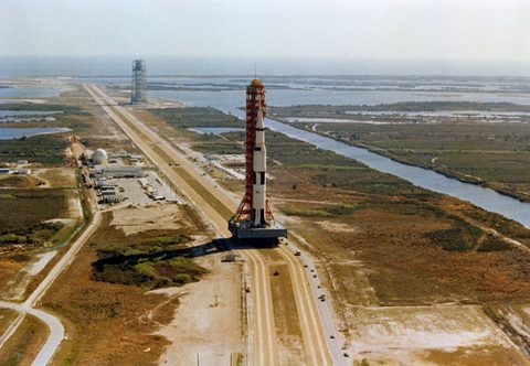 Apollo 10 Saturn V on the crawler to Pad B by NASA, 1969, framed print