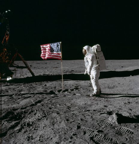 Aldrin beside Eagle by NASA / Neil Armstrong, 1969, framed print