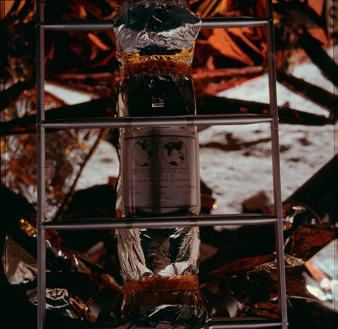 The lunar plaque by NASA / Neil Armstrong, 1969, framed print