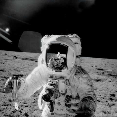 Bean with a lunar sample container by NASA / Pete Conrad, framed print