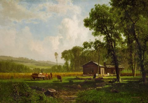 Early Settlers by Albert Bierstadt, 1861, framed print