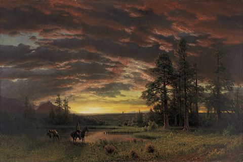 Evening on the Prairie by Albert Bierstadt, 1870, framed print