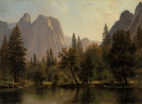 Cathedral Rocks, Yosemite Valley by Albert Bierstadt, 1872, framed print