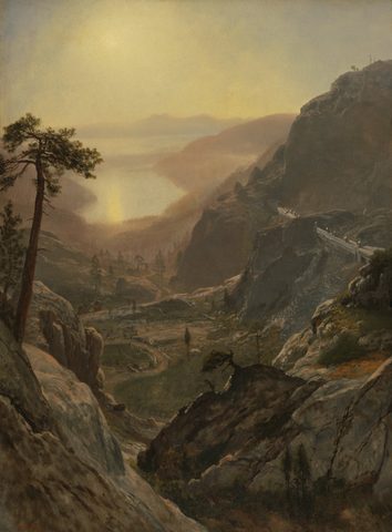 View of Donner Lake by Albert Bierstadt, 1871–72, framed print
