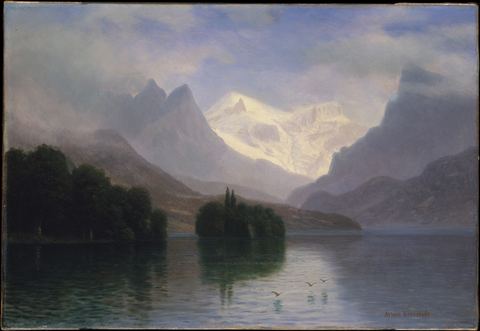 Mountain Scene by Albert Bierstadt, 1880–90, framed print
