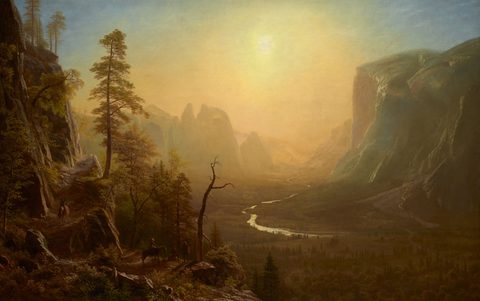 Yosemite Valley from Glacier Point Trail by Albert Bierstadt, 1873, framed print