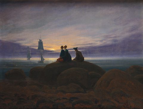 Moonrise over the Sea by Caspar David Friedrich, framed print
