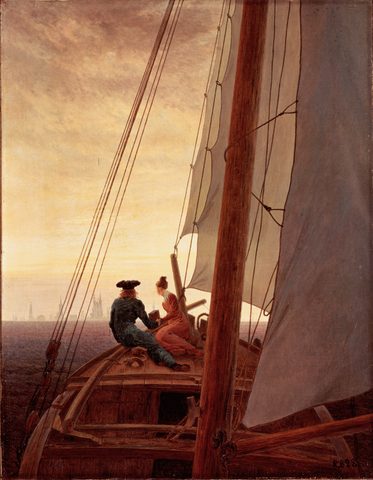 On a Sailing Ship by Caspar David Friedrich, 1818, framed print