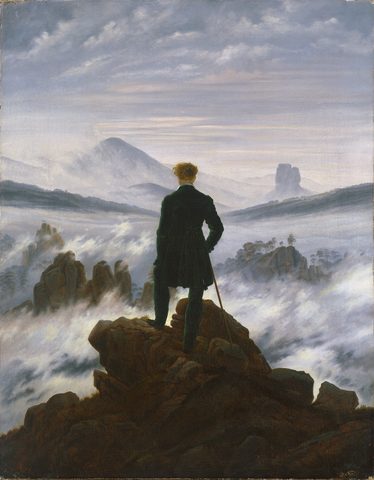 Wanderer above the Sea of Fog by Caspar David Friedrich, framed print