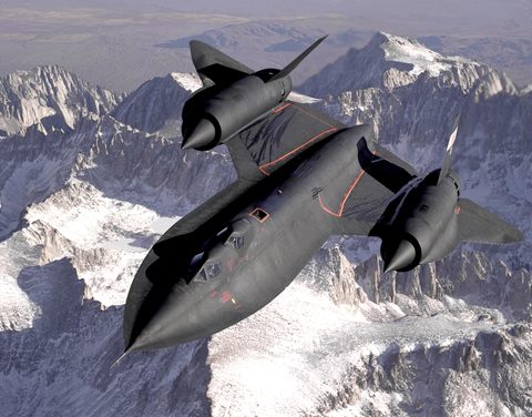 SR-71 over the mountains by USAF / Judson Brohmer, framed print