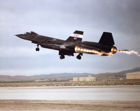SR-71 takeoff by NASA, 1992, framed print