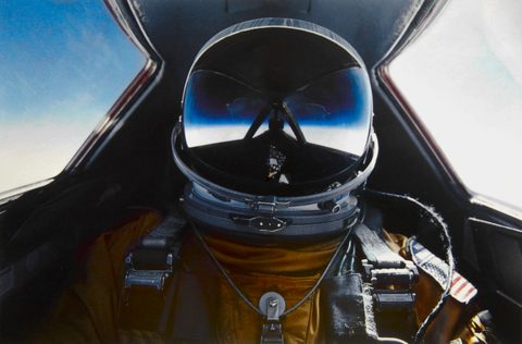 SR-71 visor, Earth horizon by USAF / Brian Shul, framed print
