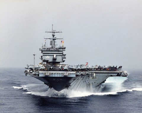 USS Enterprise high-speed bow view by U.S. Navy, 1968, framed print