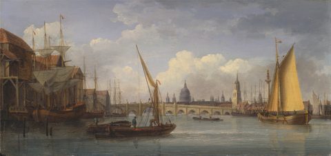 London Bridge, with St. Paul's Cathedral in the Distance by William Anderson, c. 1815, framed print