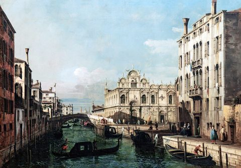 Rio dei Mendicanti and the Scuola Grande di San Marco by Bernardo Bellotto, framed print
