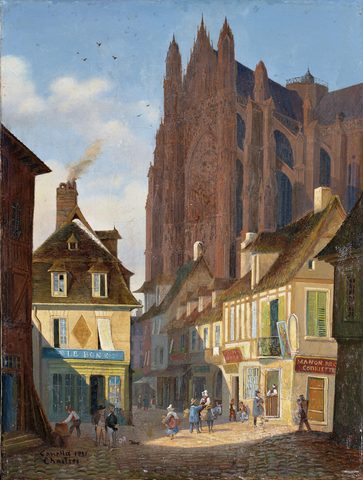 A Street in Chartres with the Cathedral