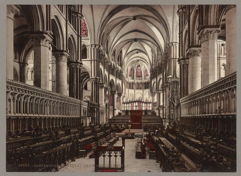 Canterbury Cathedral, Choir Looking East by Photochrom Print Collection, c. 1890, framed print