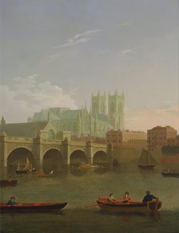 Westminster Abbey and Bridge by Joseph Farington, c. 1790, framed print