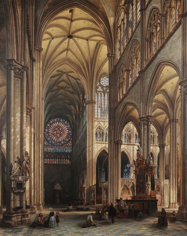 Interior of Amiens Cathedral by Jules Victor Génisson, 1842, framed print