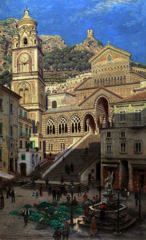 Amalfi Cathedral by Aleksander Gierymski, framed print