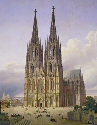 Ideal View of Cologne Cathedral by Carl Hasenpflug, c. 1834–1836, framed print