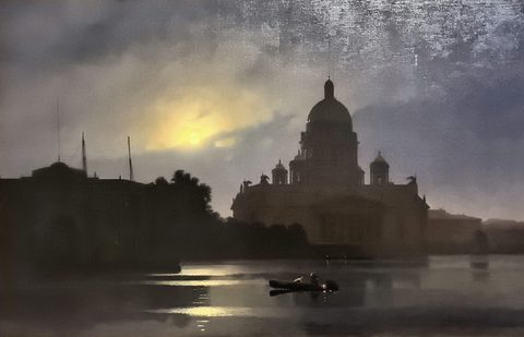 Saint Isaac's Cathedral by Moonlight by Arkhip Kuindzhi, framed print